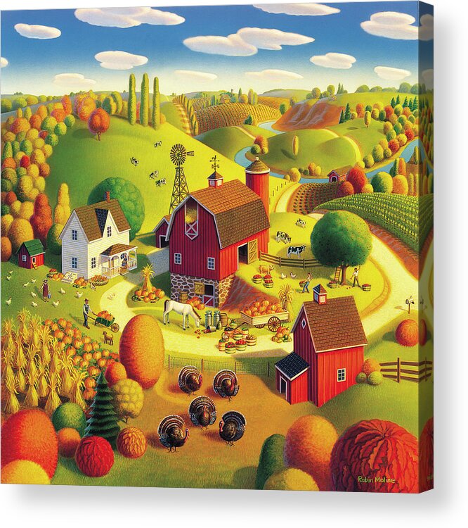  Harvest Landscape Acrylic Print featuring the painting Harvest Bounty by Robin Moline