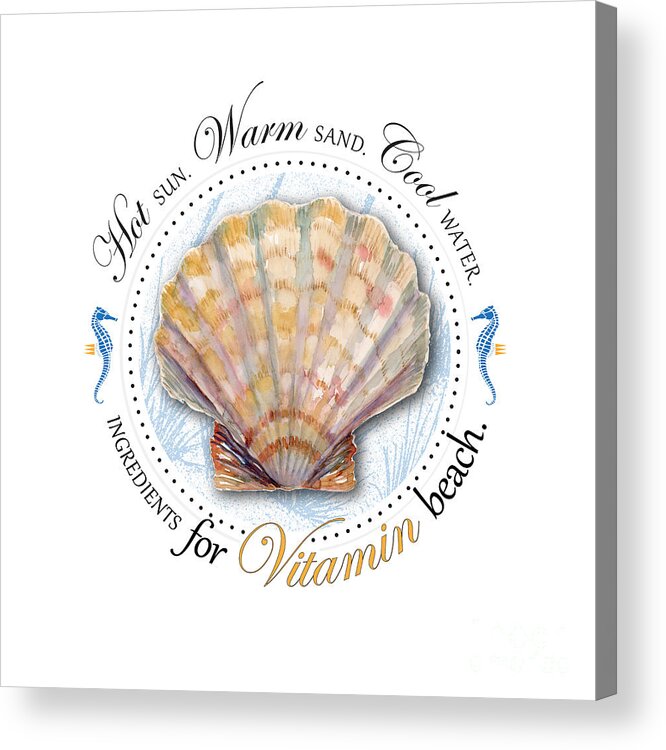 Seashell Acrylic Print featuring the painting Hot sun. Warm sand. Cool water. Ingredients for Vitamin Beach. #2 by Amy Kirkpatrick