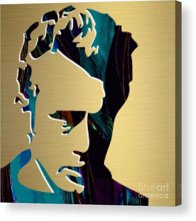 James Dean Art Acrylic Print featuring the mixed media James Dean Gold Series #1 by Marvin Blaine