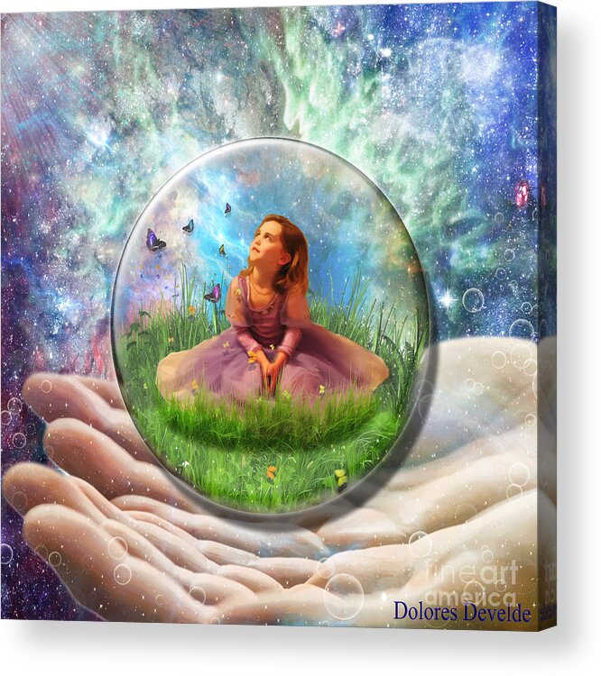 Child Protection Safety Gods Hand  Acrylic Print featuring the digital art Perfect Peace #1 by Dolores Develde