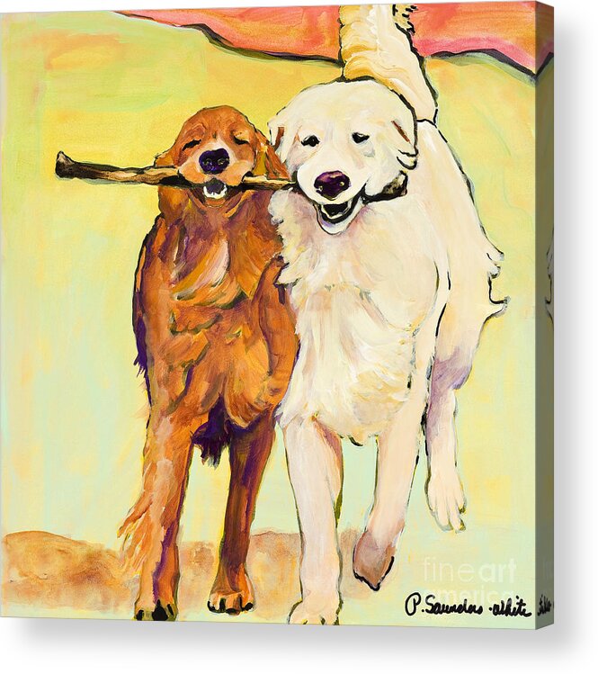 Pat Saunders-white Acrylic Print featuring the painting Stick With Me by Pat Saunders-White
