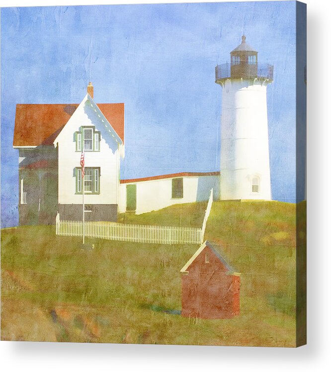 Light Acrylic Print featuring the photograph Sunny Day at Nubble Lighthouse #1 by Carol Leigh