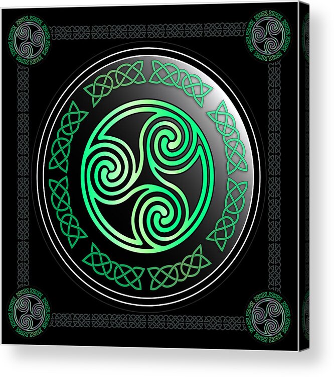 Cross Acrylic Print featuring the digital art Triskele #1 by Ireland Calling