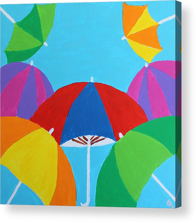 Umbrellas Acrylic Print featuring the painting Umbrellas by Deborah Boyd