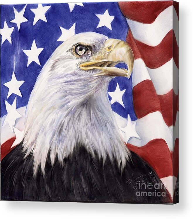 Eagle Acrylic Print featuring the painting United We Stand? by Summer Celeste