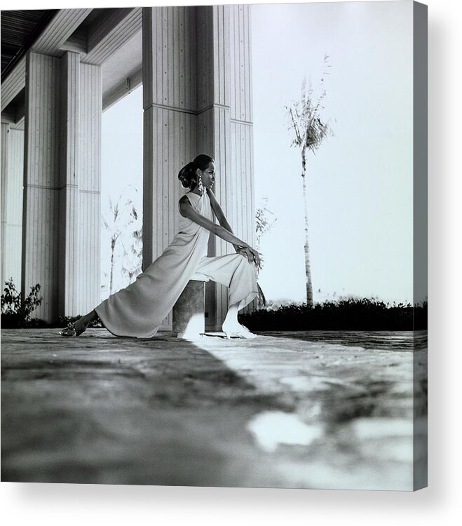 Hawaii Acrylic Print featuring the photograph Veruschka Wearing Oscar De La Renta Pajamas #1 by Franco Rubartelli