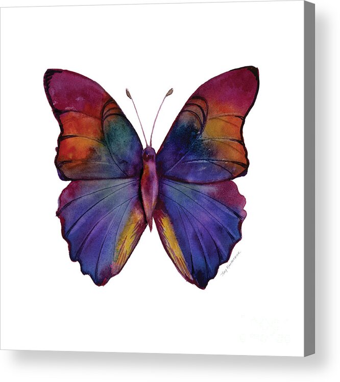 Red Acrylic Print featuring the painting 13 Narcissus Butterfly by Amy Kirkpatrick