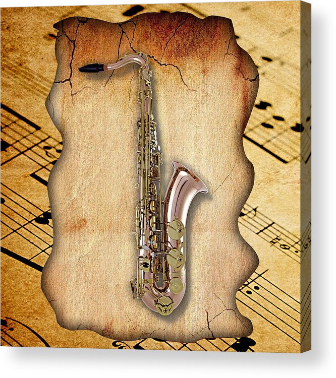 Saxophone Acrylic Print featuring the mixed media Saxophone Collection #21 by Marvin Blaine