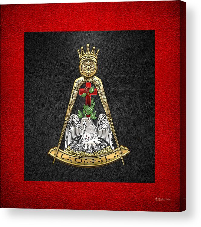 'ancient Brotherhoods' Collection By Serge Averbukh Acrylic Print featuring the digital art 18th Degree Mason - Knight Rose Croix Masonic Jewel by Serge Averbukh