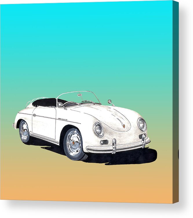Porsche Speedster Rhd Acrylic Print featuring the painting 1955 Porsche Speedster RHD by Jack Pumphrey