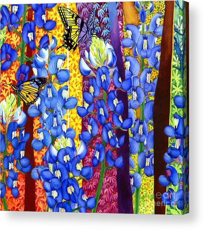 Bluebonnet Acrylic Print featuring the painting Bluebonnet Garden by Hailey E Herrera