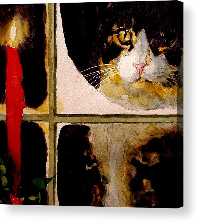 Cats Acrylic Print featuring the painting Christmas Visit #2 by Paul Lovering