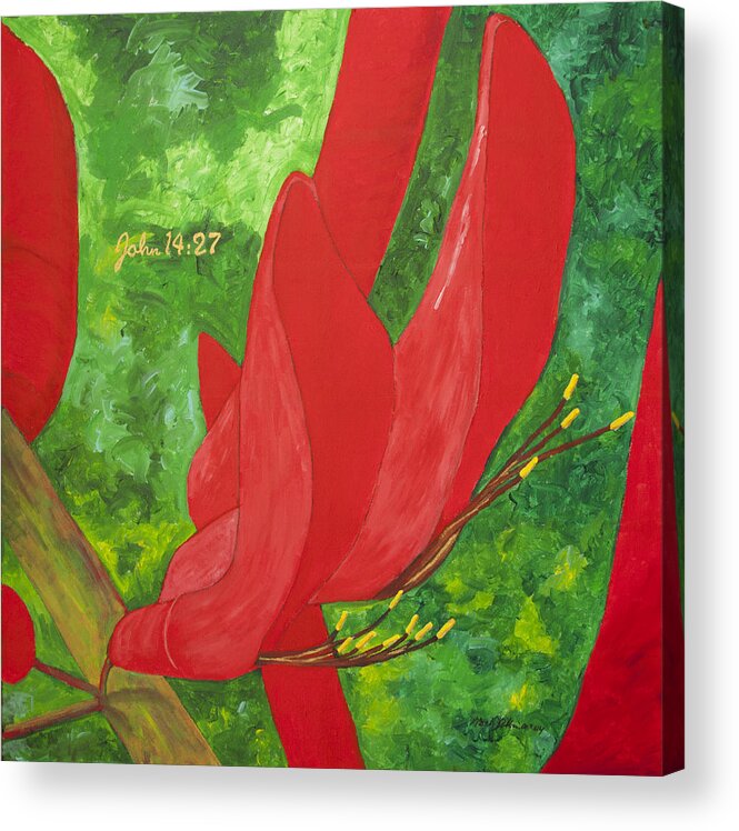 Pollen Acrylic Print featuring the painting Coral Bean Tree #1 by Mark Robbins