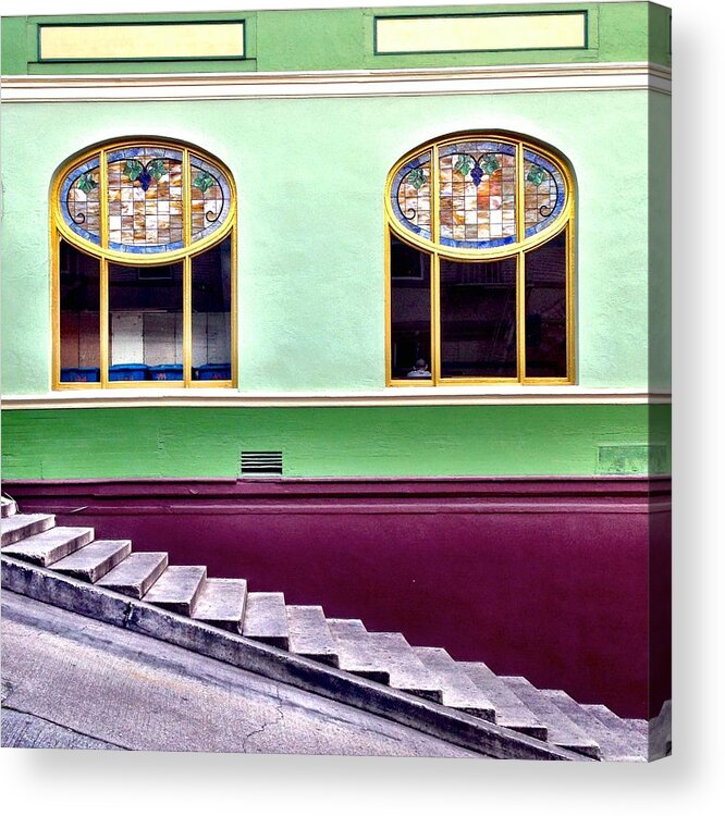 #window #stairs #color #green Acrylic Print featuring the photograph Double Window #2 by Julie Gebhardt