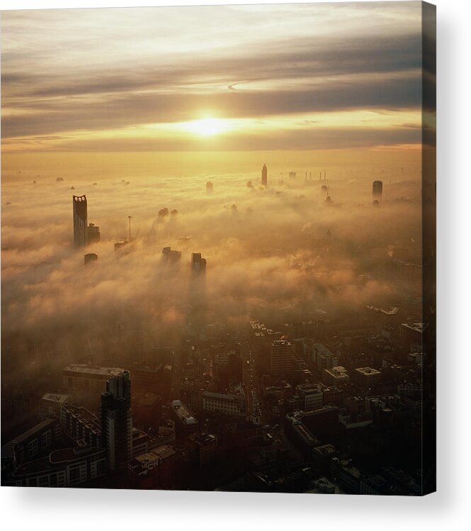 Spooky Acrylic Print featuring the photograph Elevated View Over London Shrouded In #2 by Gary Yeowell