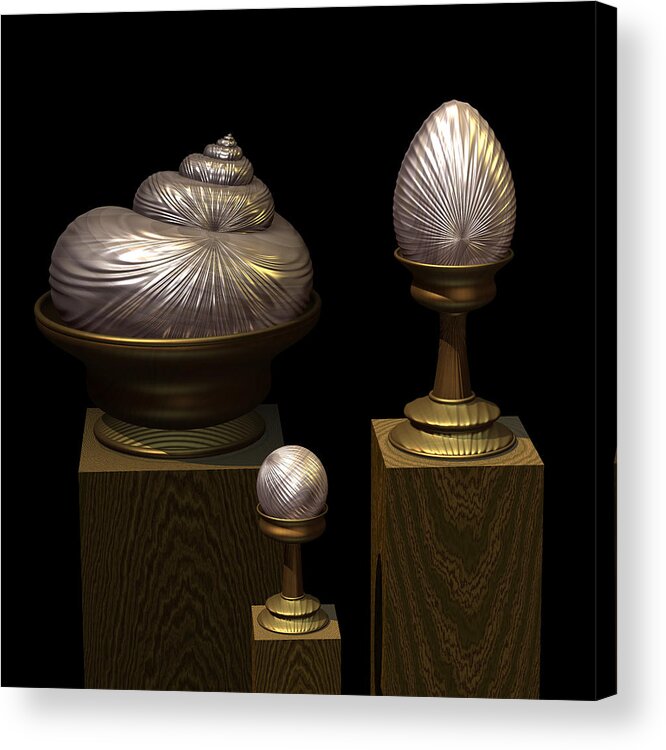 Xenodream Acrylic Print featuring the digital art Faberge Style White Gold #2 by Hakon Soreide