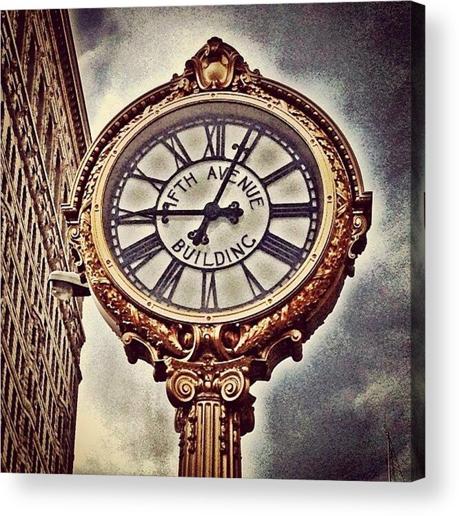 Beautiful Acrylic Print featuring the photograph Fifth Avenue Clock #2 by Klm Studioline