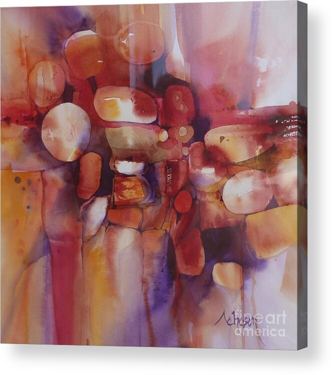 Red Acrylic Print featuring the painting Glasses #2 by Donna Acheson-Juillet