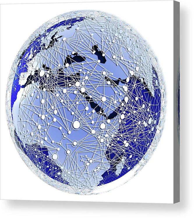 Population Acrylic Print featuring the photograph Global Communications #2 by Alfred Pasieka/science Photo Library