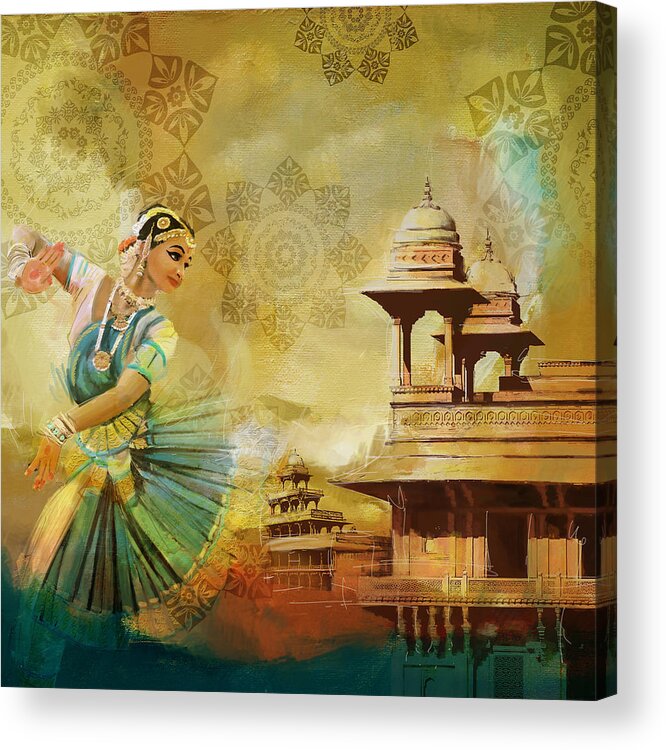 Pakistan Acrylic Print featuring the painting Kathak Dancer #2 by Catf