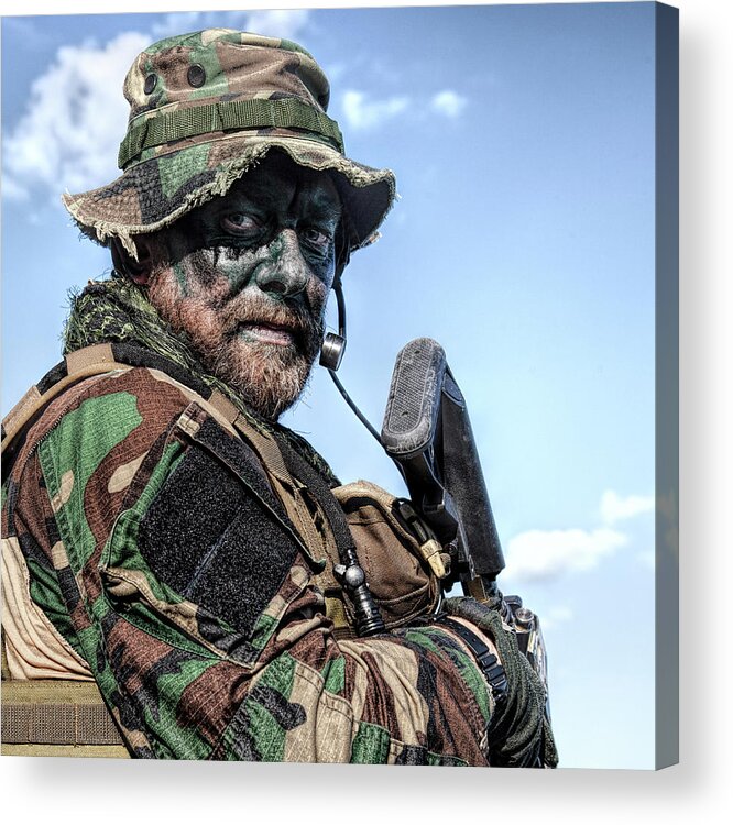 Military Acrylic Print featuring the photograph Bearded Soldier Of Special Forces #3 by Oleg Zabielin