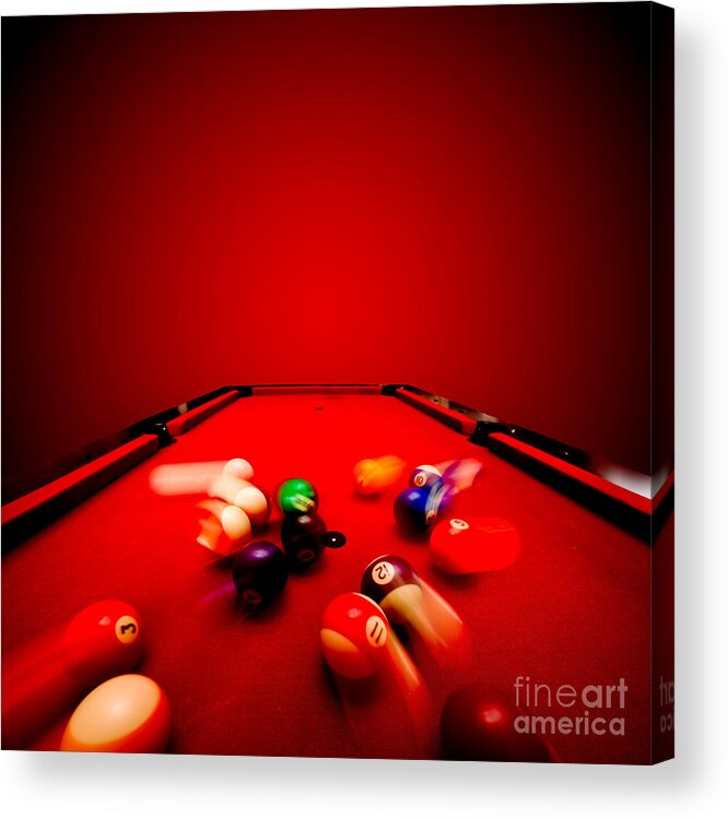 Pool Acrylic Print featuring the photograph Billards pool game #3 by Michal Bednarek