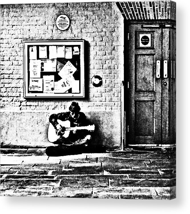 Monochromatic Acrylic Print featuring the photograph The Busker 2 by Jason Roust