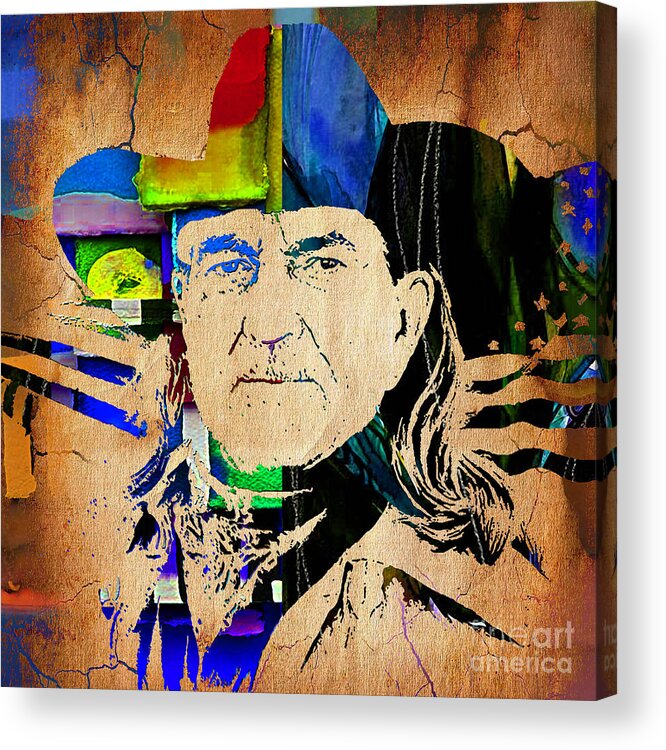 Willie Nelson Acrylic Print featuring the mixed media Willie Nelson Collection #3 by Marvin Blaine