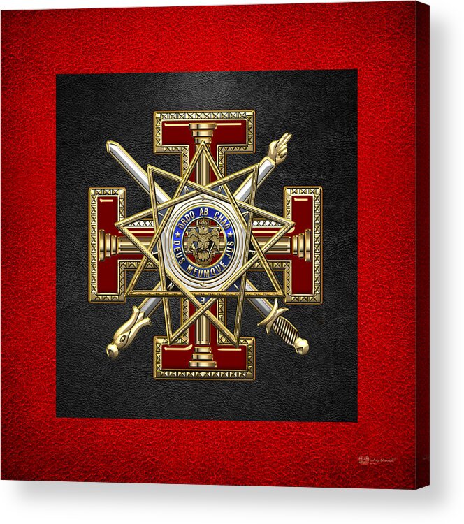 'ancient Brotherhoods' Collection By Serge Averbukh Acrylic Print featuring the digital art 33rd Degree Mason - Inspector General Masonic Jewel by Serge Averbukh