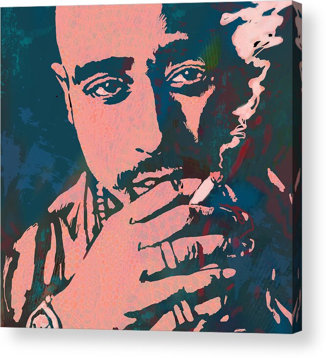 2 Pac Shakur Long Stylised Drawing Art Poster - Tupac Amaru Shakur (june 16 Acrylic Print featuring the drawing 2pac Tupac Shakur stylised pop art poster #4 by Kim Wang