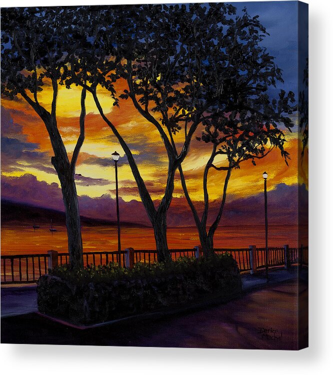 Seascape Acrylic Print featuring the painting Lahaina Sunset by Darice Machel McGuire