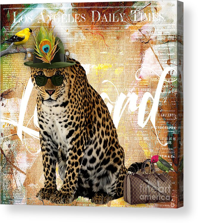 Leopard Acrylic Print featuring the mixed media Leopard Collection #4 by Marvin Blaine