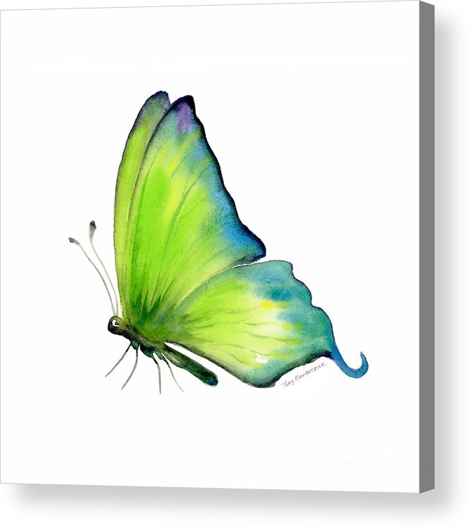 Skip Acrylic Print featuring the painting 4 Skip Green Butterfly by Amy Kirkpatrick