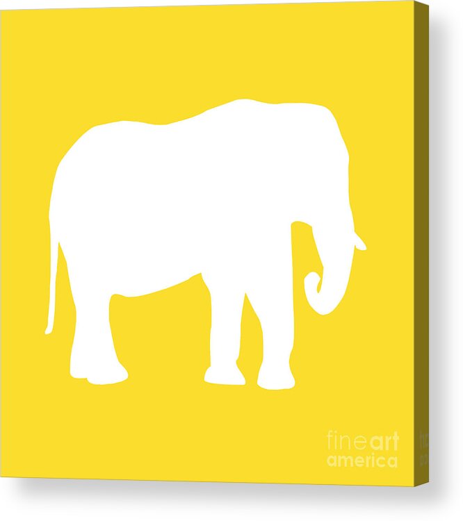 Graphic Art Acrylic Print featuring the digital art Elephant in Golden and White #5 by Jackie Farnsworth