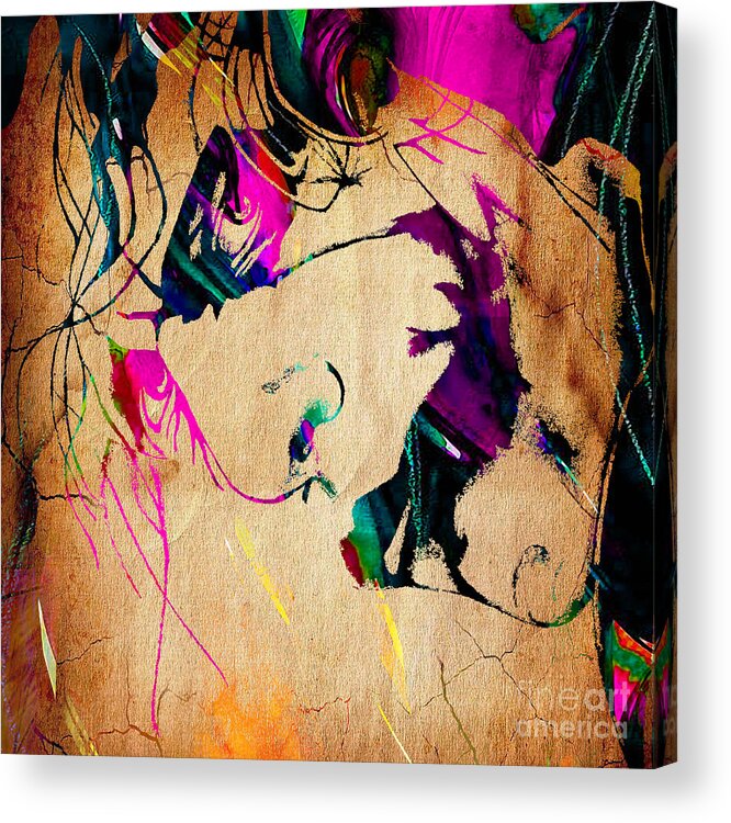 Heath Ledger Paintings Acrylic Print featuring the mixed media The Joker Heath Ledger Collection #2 by Marvin Blaine