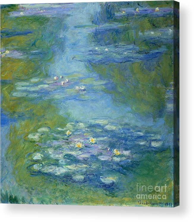 French Acrylic Print featuring the painting Waterlilies by Claude Monet