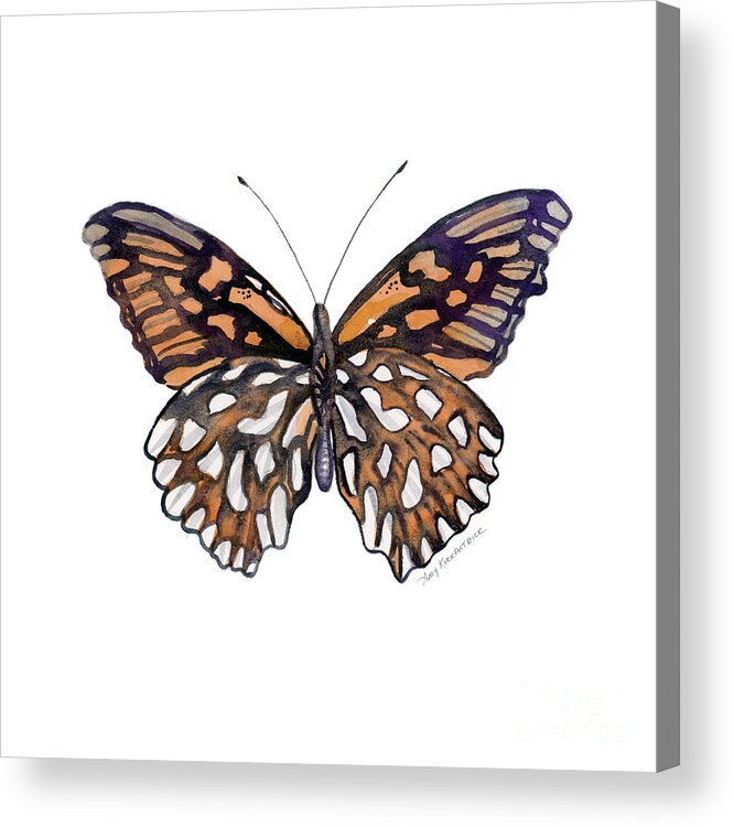 Mexican Silver Spot Butterfly Acrylic Print featuring the painting 9 Mexican Silver Spot Butterfly by Amy Kirkpatrick