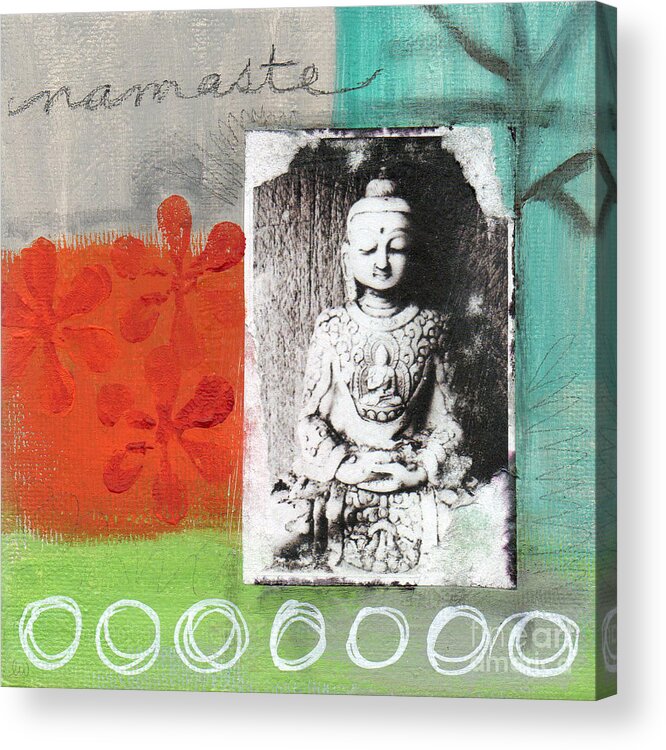 Buddha Acrylic Print featuring the painting Namaste by Linda Woods