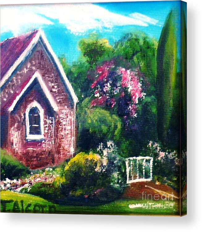 Miniature Acrylic Print featuring the painting A Country Church - original SOLD by Therese Alcorn