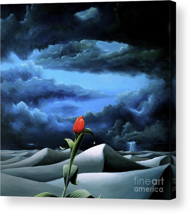 Desert Acrylic Print featuring the painting A Dream Of Rain Among A Sea Of Silence by Ric Nagualero