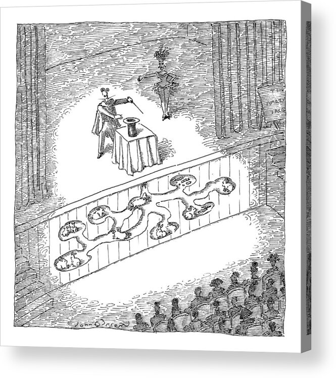 Magicians Acrylic Print featuring the drawing A Magician Is Seen On Stage by John O'Brien