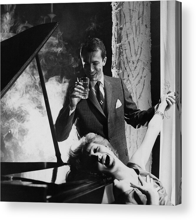 Fashion Acrylic Print featuring the photograph A Man And Woman By A Piano by Emme Gene Hall