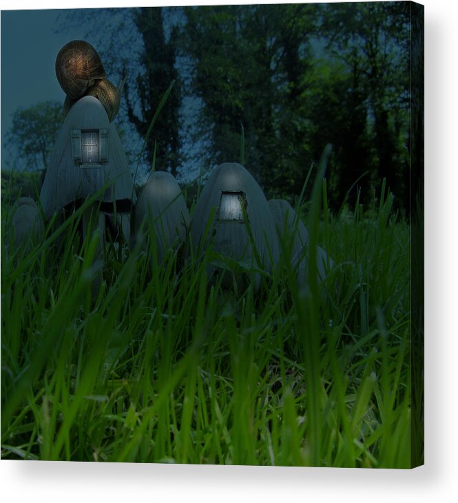 Snail Acrylic Print featuring the digital art A Snail By Night by No Alphabet