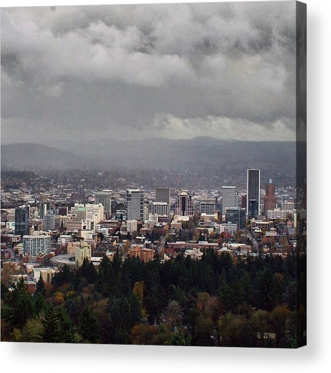  Acrylic Print featuring the photograph A Storm Moving Over Portland This by Mike Warner