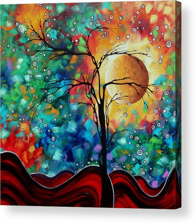 Oversized Acrylic Print featuring the painting Abstract Art Original Whimsical Modern Landscape Painting BURSTING FORTH by MADART by Megan Aroon