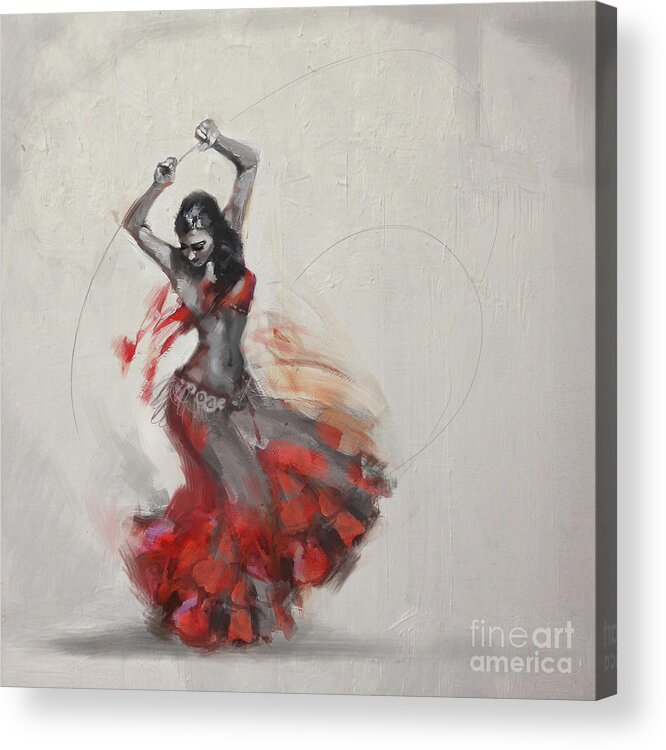 Belly Dance Art Acrylic Print featuring the painting Abstract Belly Dancer 21 by Mahnoor Shah