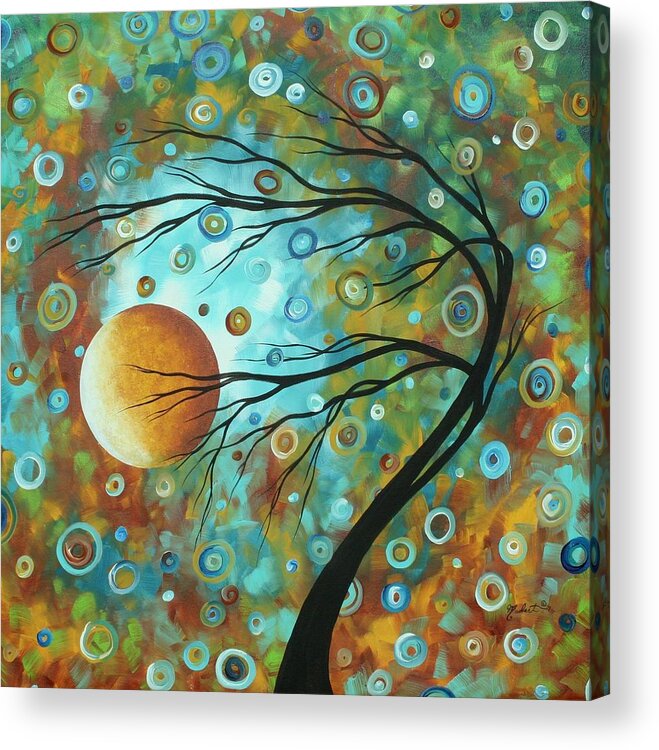 Abstract Acrylic Print featuring the painting Abstract Landscape Circles Art Colorful Oversized Original Painting PIN WHEELS IN THE SKY by MADART by Megan Aroon