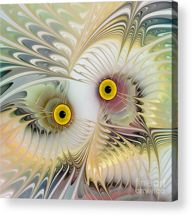 Owl Acrylic Print featuring the digital art Abstract Owl by Klara Acel