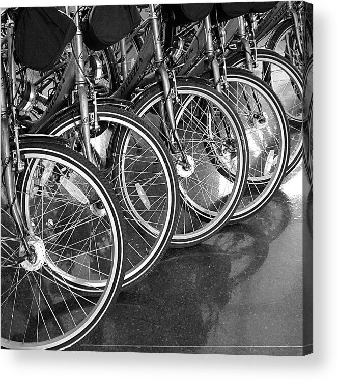 Abstract Acrylic Print featuring the photograph Abstract - These Wheels are Spoken For by Richard Reeve