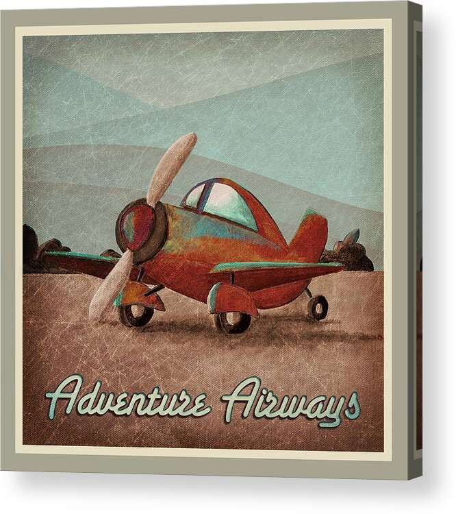 Plane Acrylic Print featuring the painting Adventure Air by Cindy Thornton